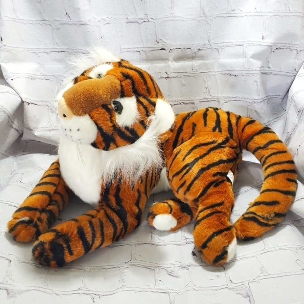 K&M International Tiger Plush 22x10 Large Stuffed Animal Toy Year 1991
